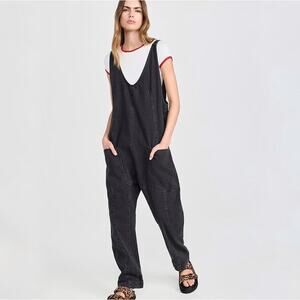 Free People We The Free High Roller Jumpsuit Mineral Black Size Medium like new!
